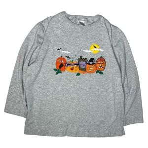 Vintage Y2K Fashion Bug Halloween Sweatshirt Embroidered Pumpkins Bats Moon Top